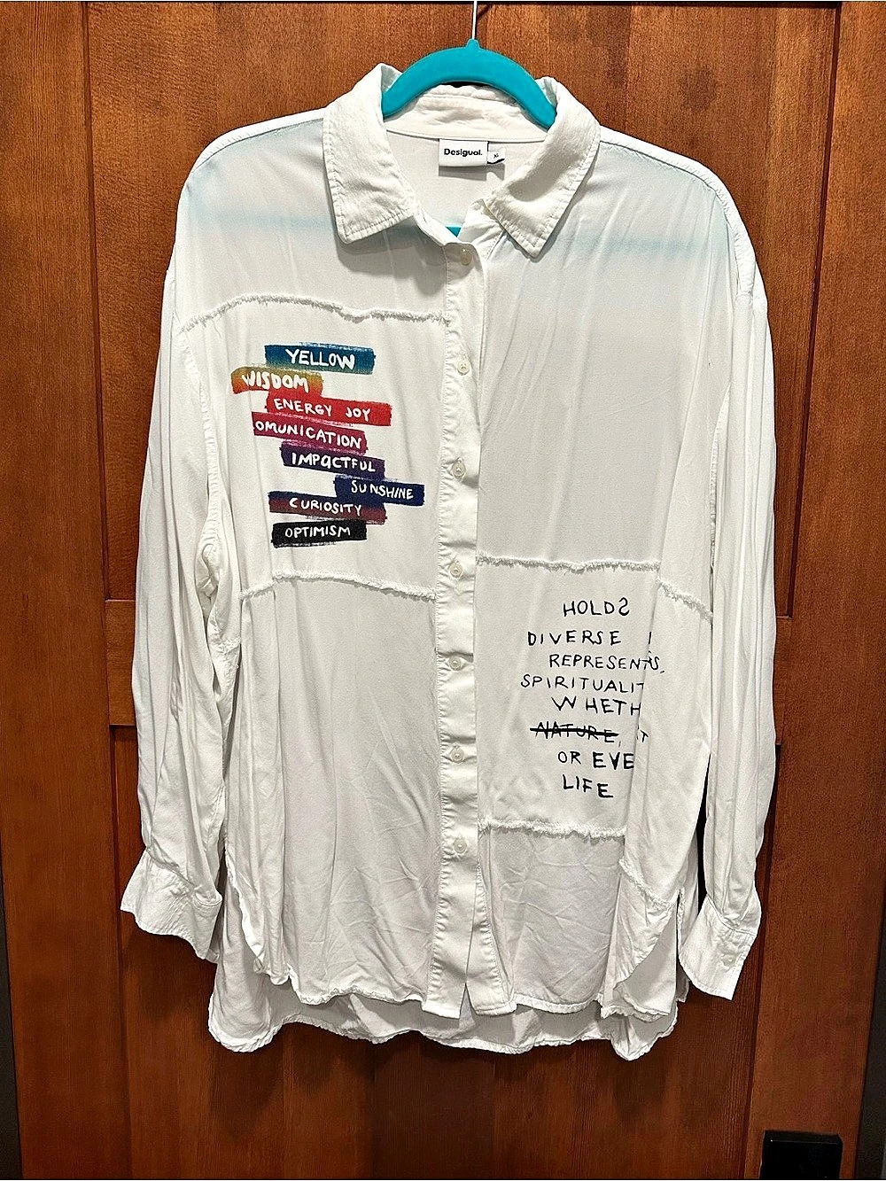 Desigual White Graphic Button Down Shirt